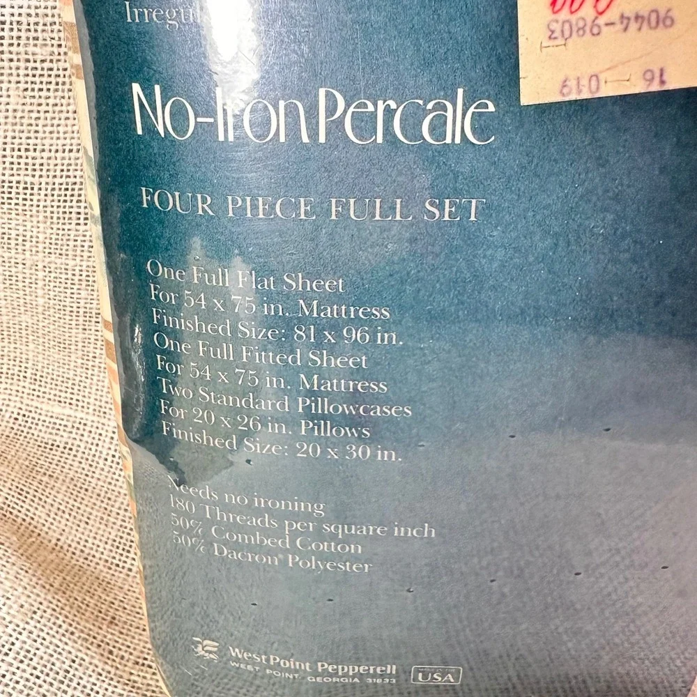 Vintage WestPoint Pepperell Full Sheet Set Floral Stripe Percale NOS USA 4 Pc